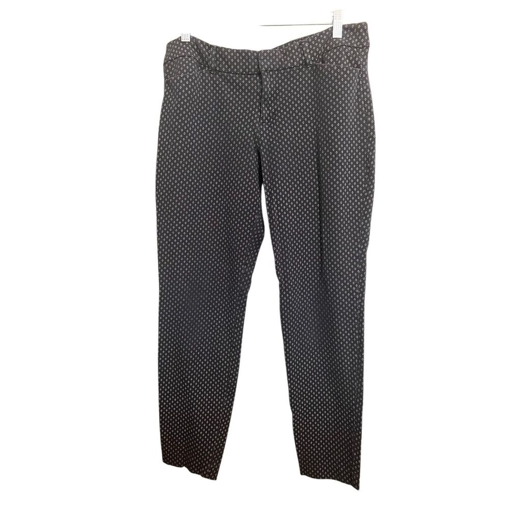 Old Navy Women's Size 12 Regular Black Pixie Mid Rise White Diamond Print Pants